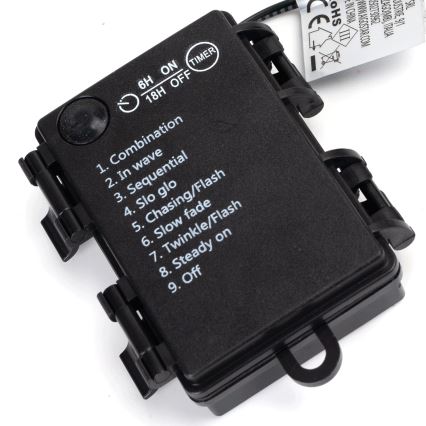 Aigostar - Εξωτερικό χριστουγεννιάτικο φωτιστικό LED με 100 LED/8 λειτουργίες, 3xAA, μήκος 10,3μ, IP44, ζεστό λευκό