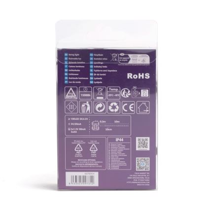 Aigostar - Εξωτερικό χριστουγεννιάτικο φωτιστικό LED με 100 LED/8 λειτουργίες, 3xAA, μήκος 10,3μ, IP44, ζεστό λευκό