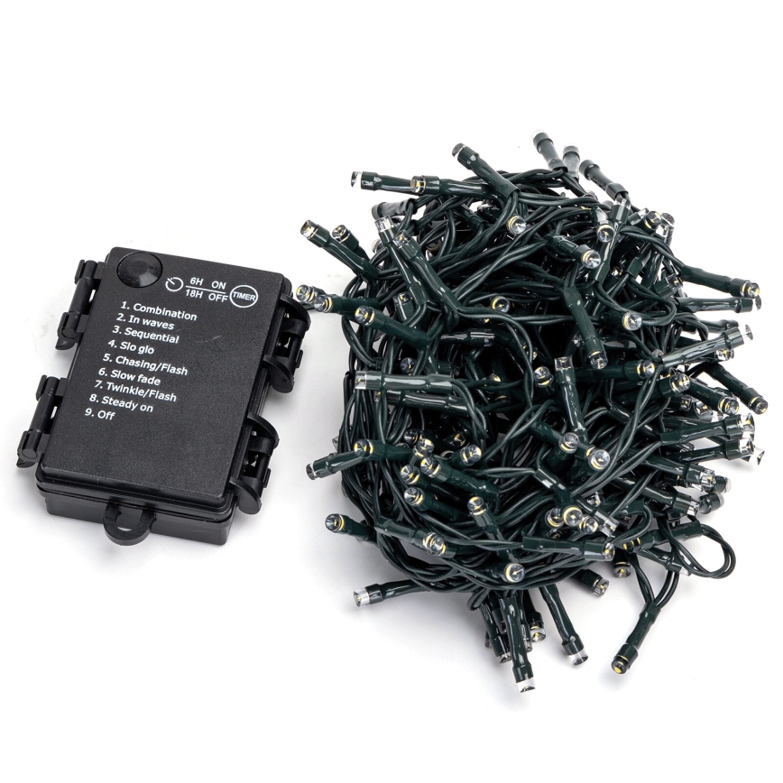 Aigostar - Εξωτερικό χριστουγεννιάτικο φωτιστικό LED με 200 LED/8 λειτουργίες 3xAA 10,3μ IP44 ζεστό λευκό