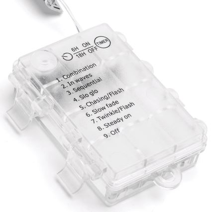 Aigostar - Εξωτερικό χριστουγεννιάτικο φωτιστικό LED με 200 LED/8 λειτουργίες 3xAA 5x2m IP44 ζεστό λευκό