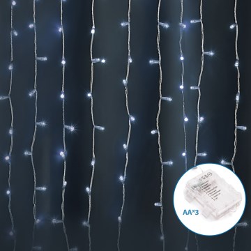 Aigostar-LED Εξωτερικό χριστουγεννιάτικο φωτιστικό αλυσίδα 300xLED/8 λειτουργίες 3xAA 6x2m IP44 ψυχρό λευκό