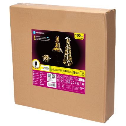 Aigostar - LED εξωτερικό χριστουγεννιάτικο δέντρο 100xLED 1,5m IP44 λευκό/χρυσό θερμό λευκό