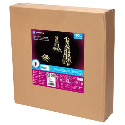 Aigostar - LED εξωτερικό χριστουγεννιάτικο δέντρο 100xLED 1,5m IP44 λευκό/χρυσό ψυχρό λευκό