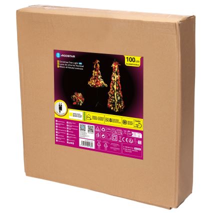 Aigostar - LED εξωτερικό χριστουγεννιάτικο δέντρο 100 LED 1,5 m IP44 κόκκινο/χρυσό θερμό λευκό