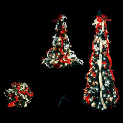 Aigostar - LED Υπαίθριο χριστουγεννιάτικο δέντρο 80xLED 1,2m IP44 κόκκινο ψυχρό λευκό