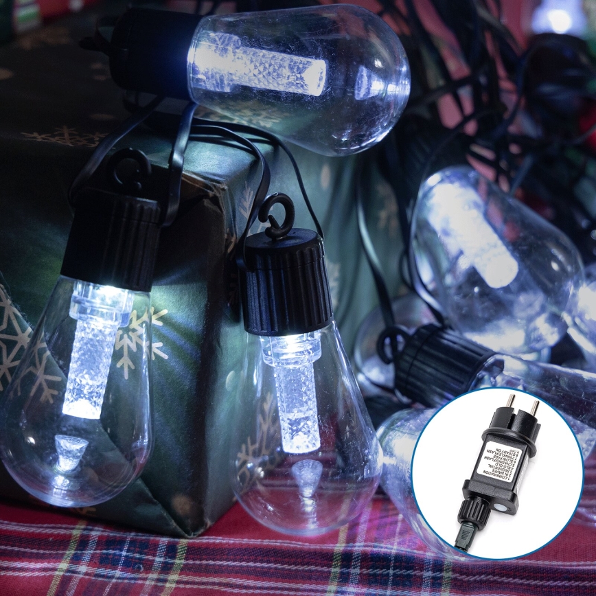 Aigostar - LED Διακοσμητικά λαμπάκια εξωτερικού χώρου 20xLED/13m IP44 ψυχρό λευκό