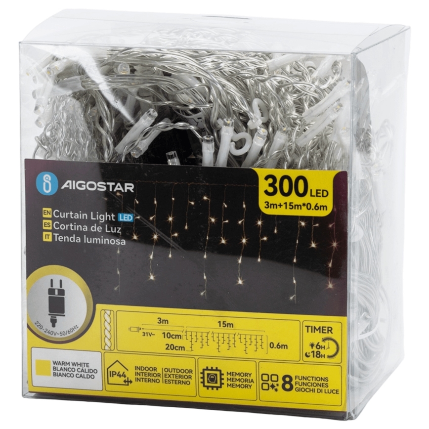 Aigostar - LED Διακοσμητικά λαμπάκια εξωτερικού χώρου 75xLED/6W/230V 15x0,6m IP44 θερμό λευκό