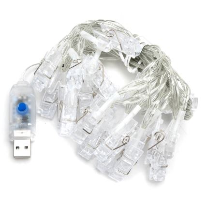 Aigostar - LED Διακοσμητική γιρλάντα 20xLED/5W/USB 6 m θερμό λευκό