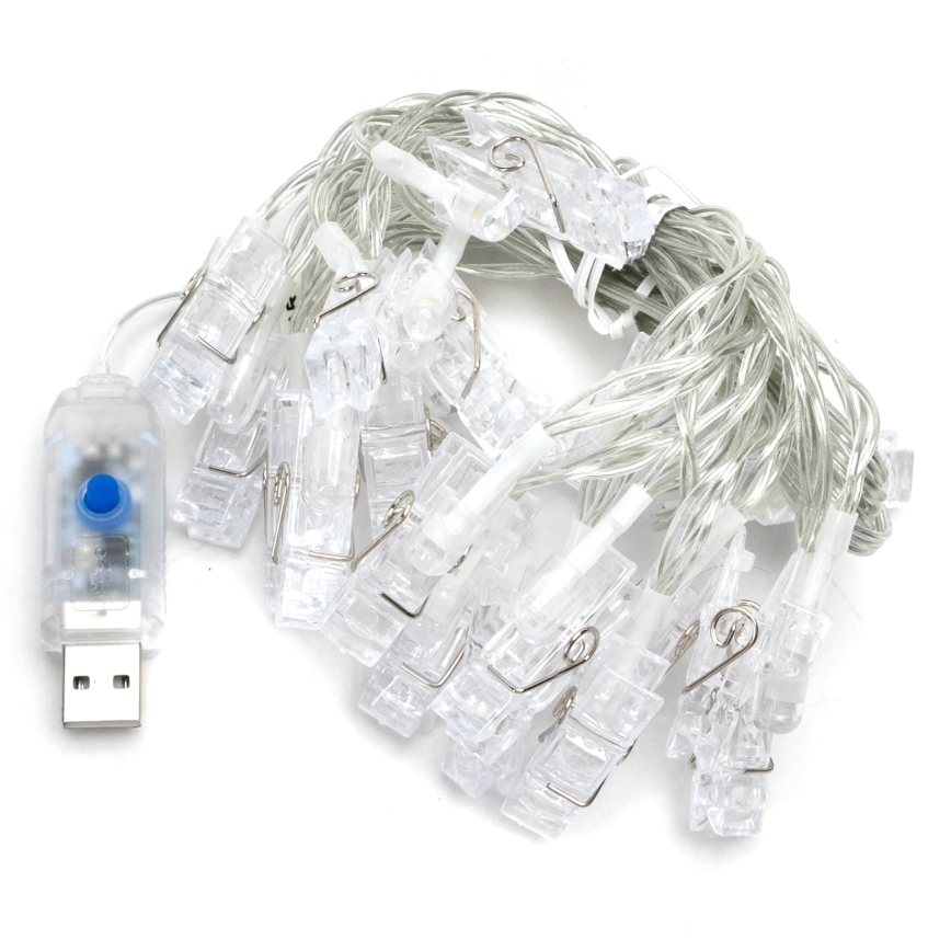 Aigostar - LED Διακοσμητική γιρλάντα 20xLED/5W/USB 6 m θερμό λευκό