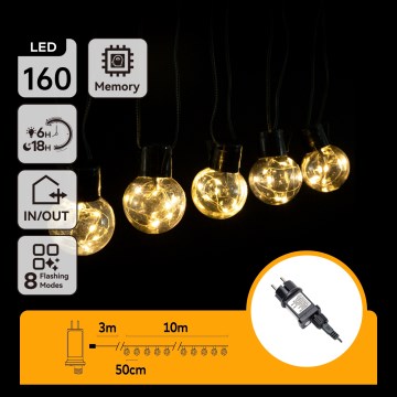 Aigostar - LED διακοσμητική γιρλάντα εξωτερικού χώρου 160xLED 10m IP44 θερμό λευκό