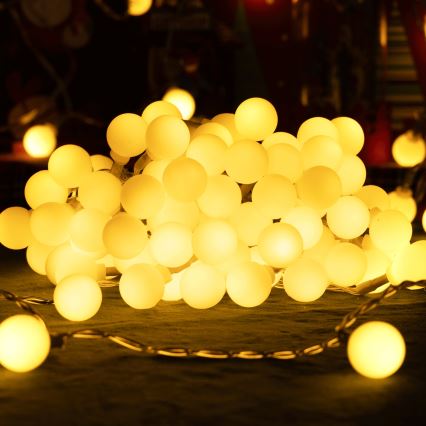 Aigostar - Υπαίθρια διακοσμητική γιρλάντα 50 LED, 8 λειτουργίες, 5 m, IP44, θερμό λευκό