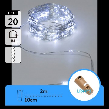Aigostar - LED Διακοσμητική γιρλάντα με φελλό για μπουκάλι 20xLED/3xLR44 2m ψυχρό λευκό