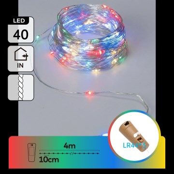 Aigostar - LED Διακοσμητική γιρλάντα με φελλό για μπουκάλι 40xLED/3xLR44 4m πολύχρωμη