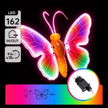 Aigostar - LED διακοσμητικό εξωτερικού χώρου 162xLED 42 cm IP44 πεταλούδα/πολύχρωμο