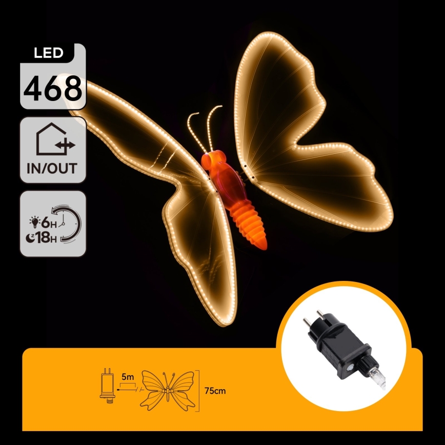 Aigostar - LED διακοσμητικό εξωτερικού χώρου 504xLED IP44 θερμό λευκό πεταλούδα