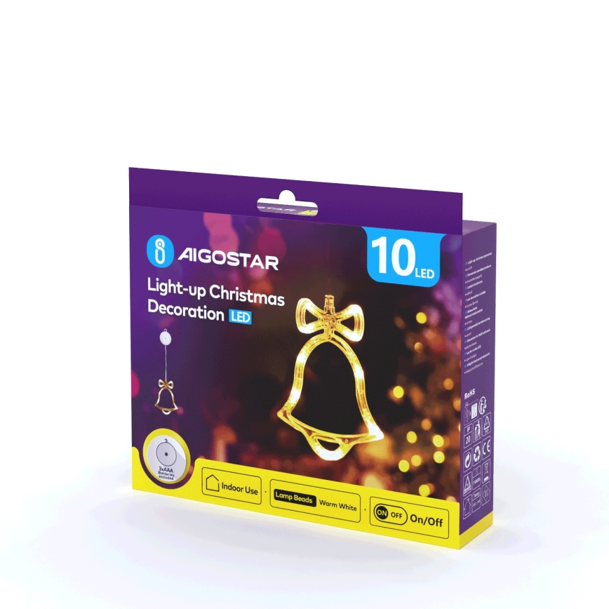 Aigostar - LED Διακοσμητικό χριστουγεννιάτικο LED/3xAAA καμπάνα 18cm