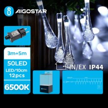 Aigostar - LED Διακοσμητικά λαμπάκια εξωτερικού χώρου 50xLED/8 λειτουργίες 8m IP44 ψυχρό λευκό