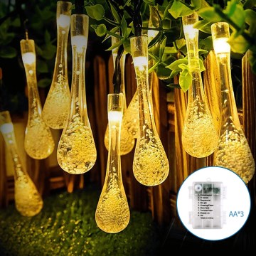 Aigostar - LED Εξωτερική διακοσμητική σειρά 50xLED/8 λειτουργίες 3xAA 5,3μ IP44 ζεστό λευκό