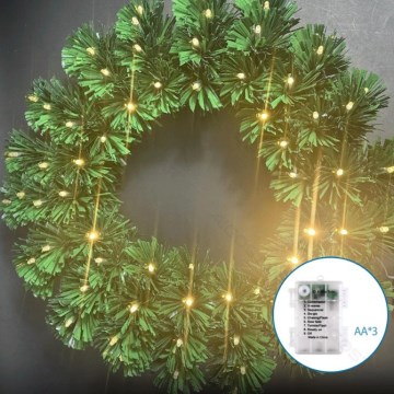 Aigostar - LED εξωτερικό χριστουγεννιάτικο στεφάνι 72xLED/3xAA Ø 50 cm IP44 θερμό λευκό
