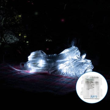 Aigostar - LED Εξωτερικό Χριστουγεννιάτικο Φωτιστικό Αλυσίδα 100xLED/8 λειτουργίες/3xAA 4,5x1,5μ IP44 ψυχρό λευκό