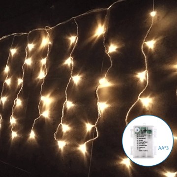 Aigostar-LED Εξωτερικό χριστουγεννιάτικο φωτιστικό αλυσίδα 100xLED/8 λειτουργίες 3xAA 8x0,4m IP44 ζεστό λευκό