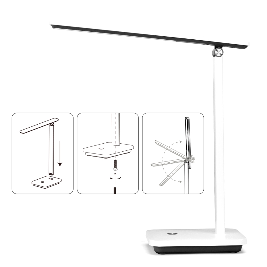 Aigostar - LED Επαναφορτιζόμενη επιτραπέζια λάμπα dimming LED/5W/5V 3000-6500K λευκό/μαύρο