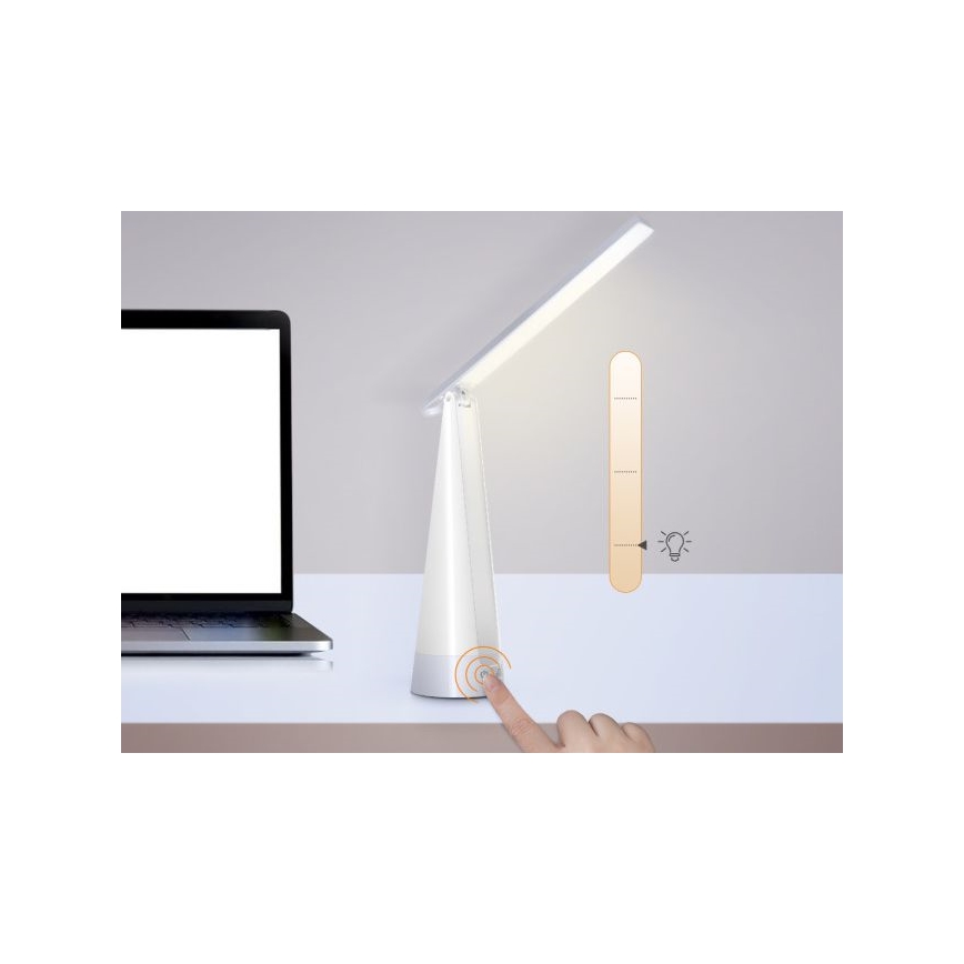 Aigostar - LED Επαναφορτιζόμενη επιτραπέζια λάμπα dimming LED/7W/5V 4000K 4400 mAh λευκό