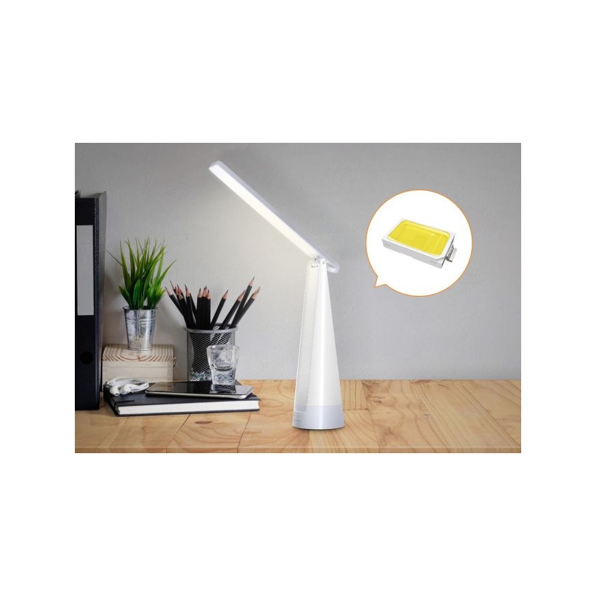 Aigostar - LED Επαναφορτιζόμενη επιτραπέζια λάμπα dimming LED/7W/5V 4000K 4400 mAh λευκό