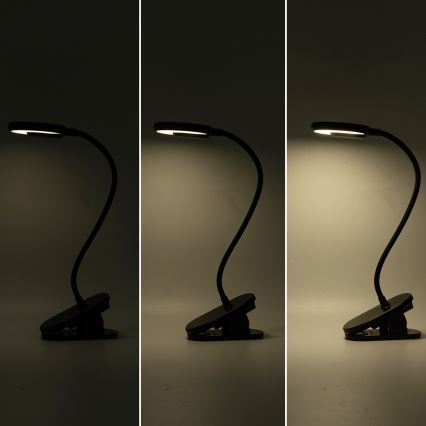 Aigostar - LED Επαναφορτιζόμενη επιτραπέζια λάμπα dimming με κλιπ LED/3W/5V 1800mAh μαύρο
