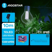 Aigostar - LED Ηλιακά διακοσμητικά λαμπάκια 10xLED/8 λειτουργίες 10,5m IP65 ψυχρό λευκό