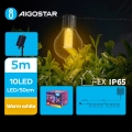 Aigostar - LED Ηλιακά διακοσμητικά λαμπάκια 10xLED/8 λειτουργίες 5,5m IP65 θερμό λευκό