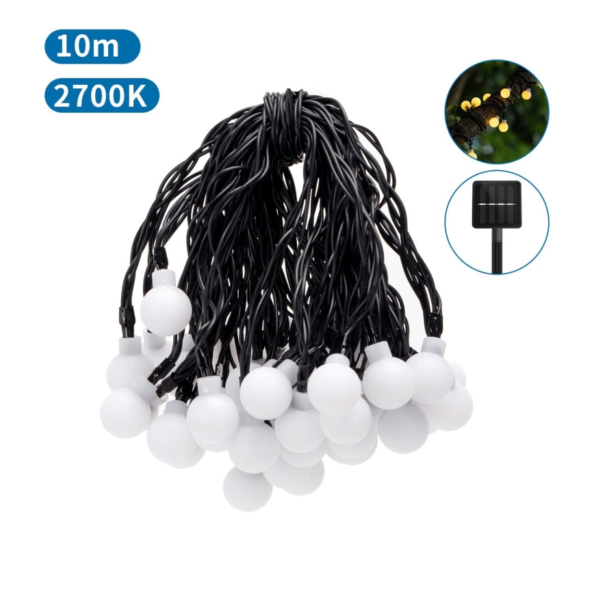 Aigostar - LED Ηλιακά διακοσμητικά λαμπάκια 50xLED/8 λειτουργίες 12m IP65 800 mAh θερμό λευκό