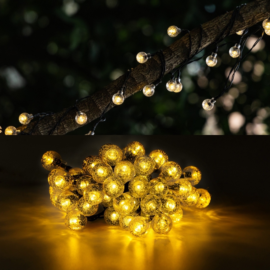 Aigostar - LED Ηλιακά διακοσμητικά λαμπάκια 50xLED/8 λειτουργίες 12m IP65 800 mAh θερμό λευκό
