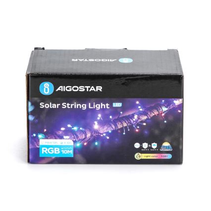 Aigostar - LED Ηλιακά Χριστουγεννιάτικα λαμπάκια 100xLED/8 λειτουργίες 12m IP65 πολύχρωμα