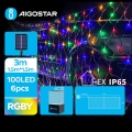 Aigostar - LED Ηλιακά Χριστουγεννιάτικα λαμπάκια 100xLED/8 λειτουργίες 4,5x1,5m IP65 πολύχρωμα
