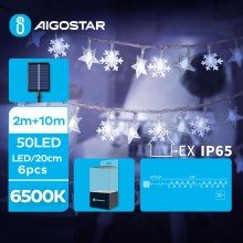 Aigostar - LED Ηλιακά Χριστουγεννιάτικα λαμπάκια 50xLED/8 λειτουργίες 12m IP65 ψυχρό λευκό