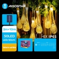 Aigostar - LED ηλιακή διακοσμητική αλυσίδα 50xLED/8 λειτουργίες 12μ IP65 ζεστό λευκό 800 mAh