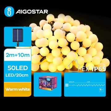 Aigostar - LED ηλιακή διακοσμητική σειρά 50xLED/8 λειτουργίες 12μ 800 mAh IP65 ζεστό λευκό