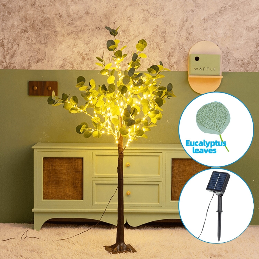 Aigostar - LED Ηλιακό διακοσμητικό 150xLED/3,2m IP65 θερμό λευκό ευκάλυπτος