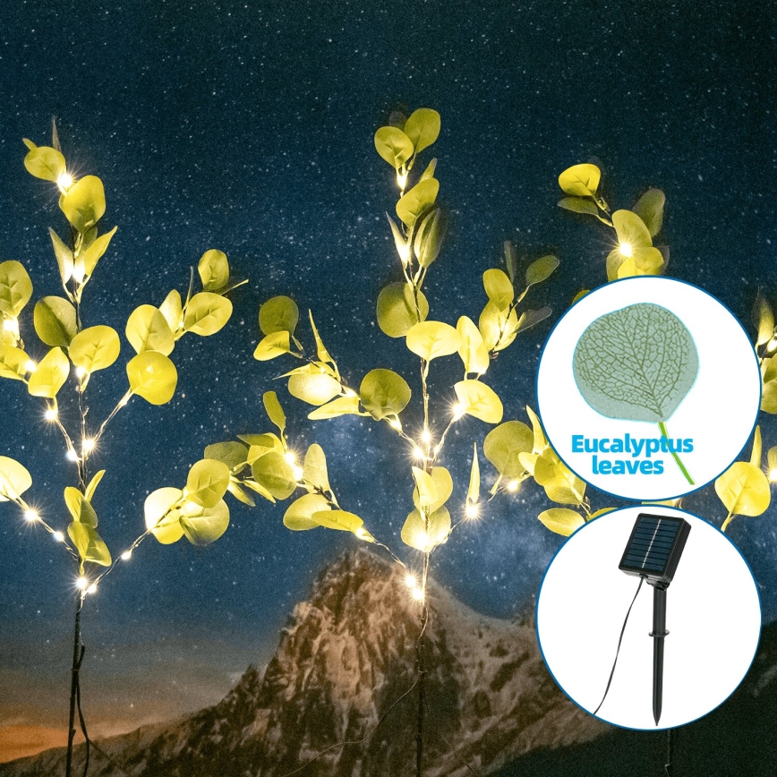 Aigostar - LED Ηλιακό διακοσμητικό 60xLED/3,5m IP65 300 mAh θερμό λευκό ευκάλυπτος