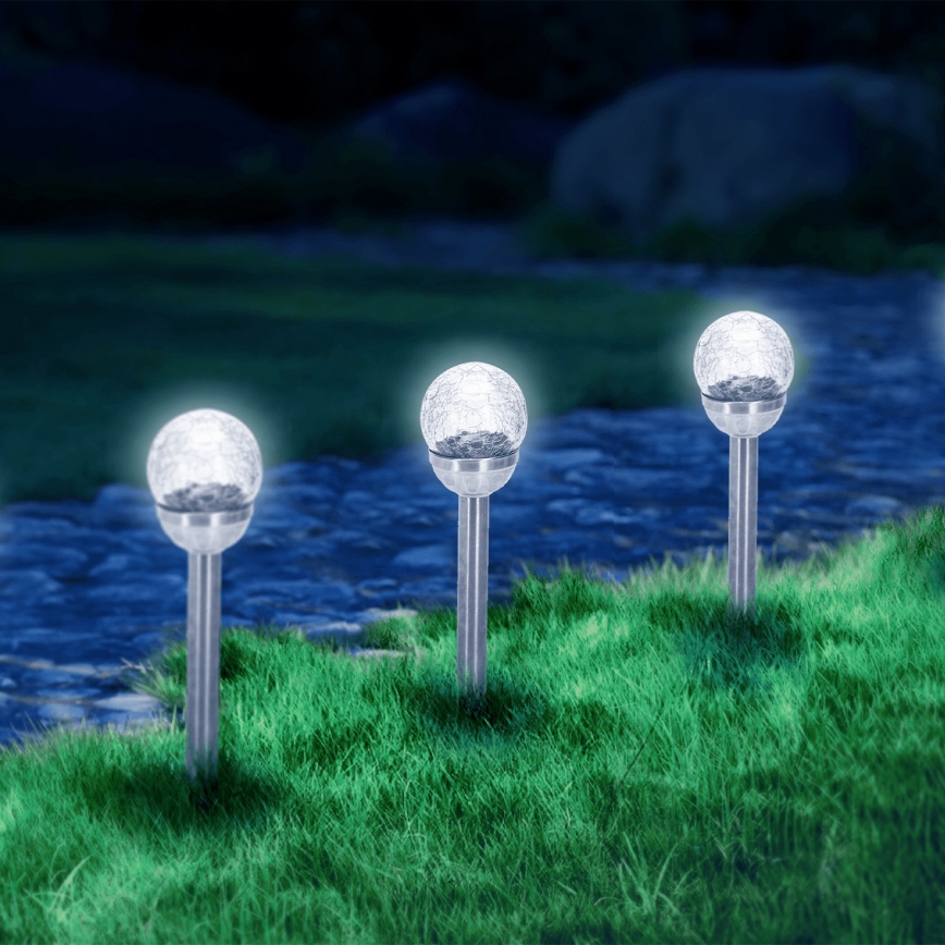 Aigostar - Ηλιακός LED Φωτισμός LED/0,006W/1,2V 37,8cm ματ χρώμιο 6500K IP44 100 mAh