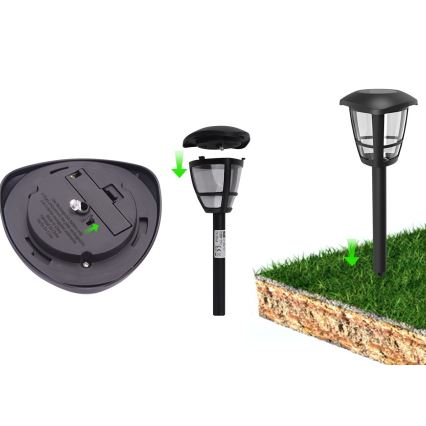 Aigostar - LED Ηλιακό Φωτιστικό LED/0,06W/2V 100 mAh 33,8 cm 6500K IP44 μαύρο