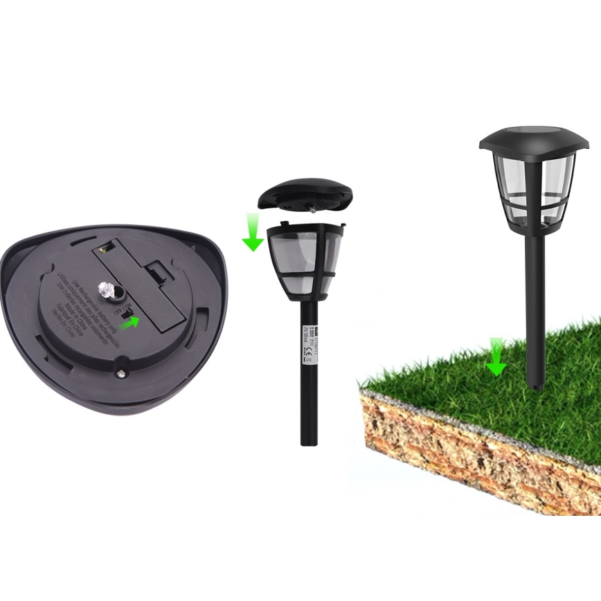 Aigostar - LED Ηλιακό Φωτιστικό LED/0,06W/2V 100 mAh 33,8 cm 6500K IP44 μαύρο
