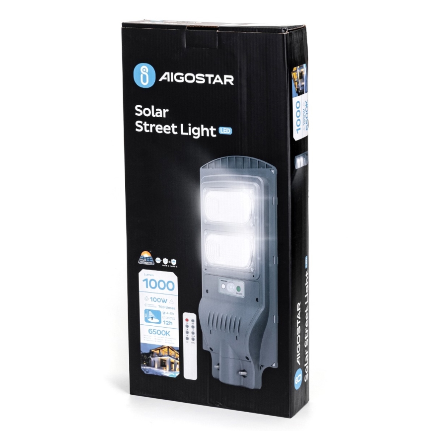 Aigostar - LED Ηλιακό φωτιστικό κήπου με αισθητήρα LED/100W/3,2V 10000mAh IP65 6500K + τηλεχειριστήριο