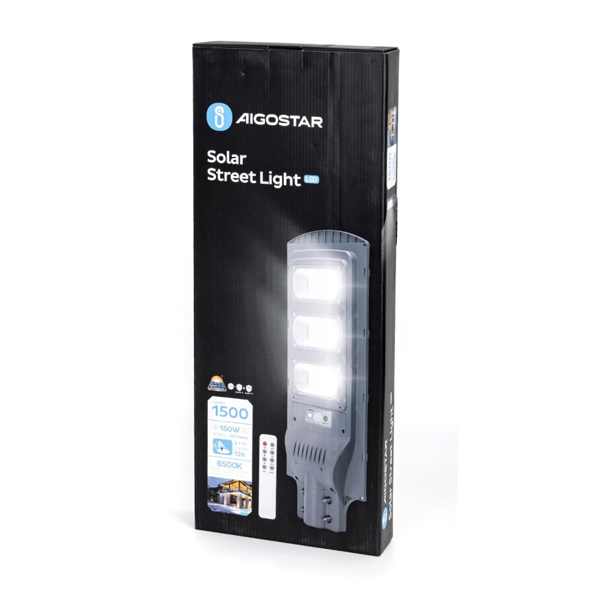 Aigostar - LED Ηλιακό φωτιστικό κήπου με αισθητήρα LED/150W/3,2V 15000mAh IP65 6500K + τηλεχειριστήριο