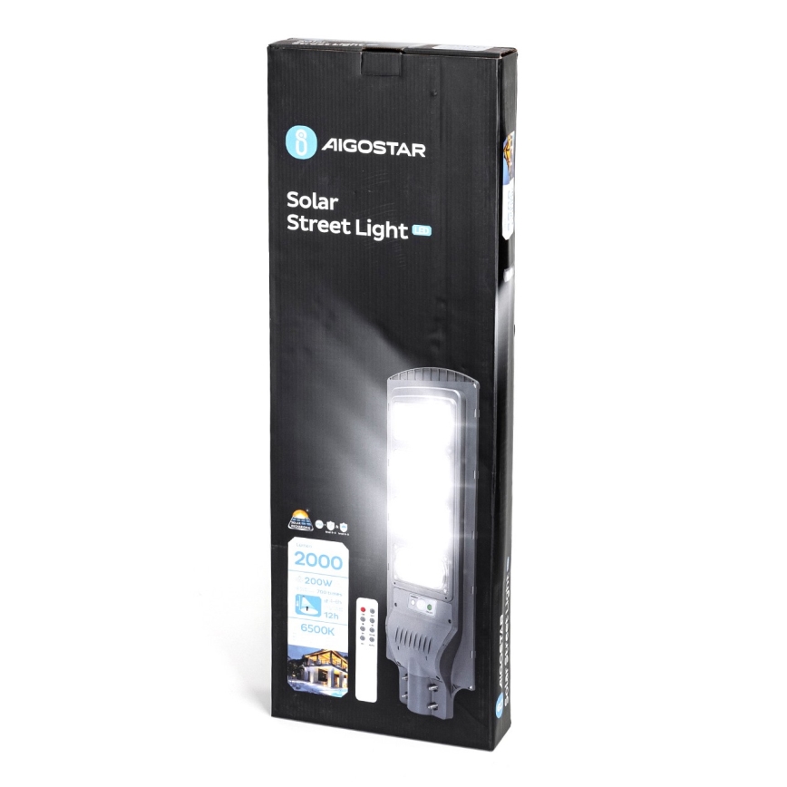 Aigostar - LED Ηλιακό φωτιστικό κήπου με αισθητήρα LED/200W/3,2V 20000mAh IP65 6500K + τηλεχειριστήριο