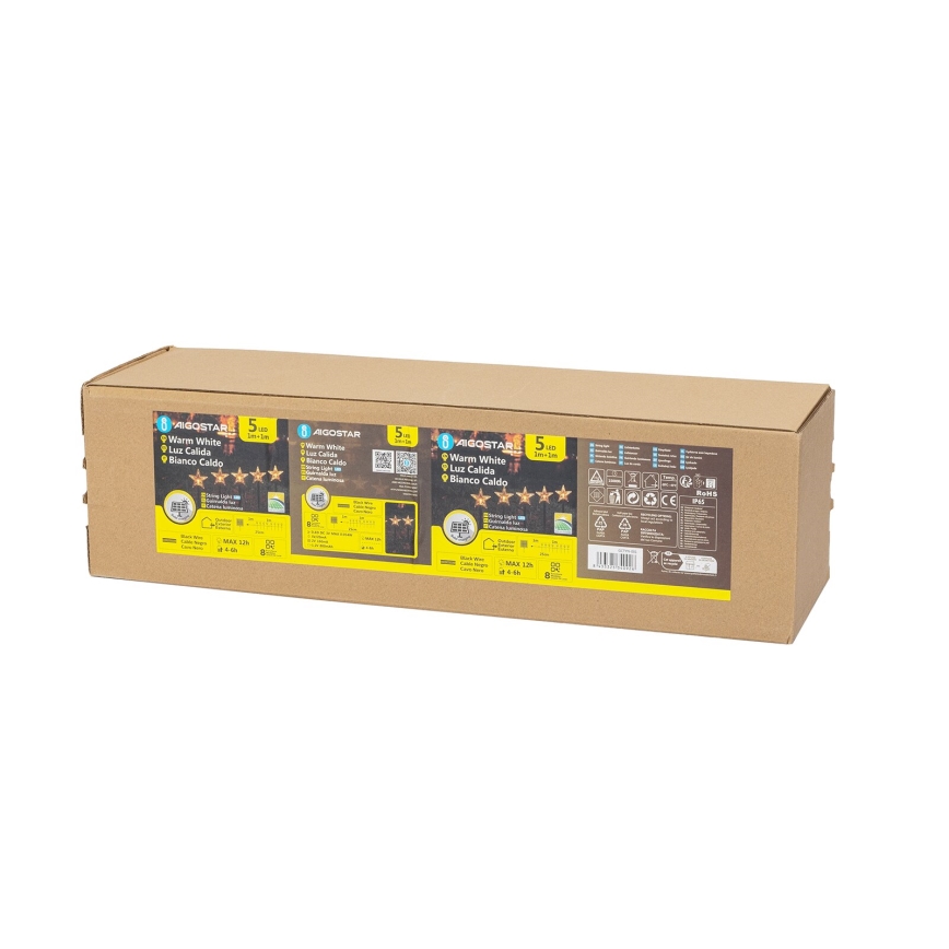 Aigostar - LED Ηλιακό Χριστουγεννιάτικο φωστικό LED/0,054W/1,2V 1m IP65 800 mAh θερμό λευκό