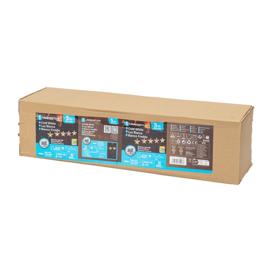 Aigostar - LED Ηλιακό Χριστουγεννιάτικο φωστικό LED/0,054W/1,2V 1m IP65 800 mAh ψυχρό λευκό