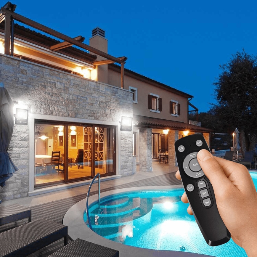 Aigostar - LED Ηλιακός προβολέας Dimmable LED/200W/3,2V IP66 15000 mAh + τηλεχειριστήριο