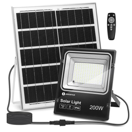 Aigostar - LED Ηλιακός προβολέας Dimmable LED/200W/3,2V IP66 15000 mAh + τηλεχειριστήριο
